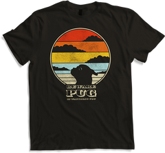 Produktbild von T-Shirt Beware Pug Is Watching You Vintage Sonne Retro Sonnenuntergang Hund Mops