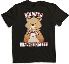 Produktbild von T-Shirt Bin wach brauche Kaffee Morgenmuffel Espresso Quokka Sprüche