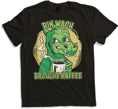 Produktbild von T-Shirt Bin wach brauche Kaffee Sprüche Morgenmuffel Drachen