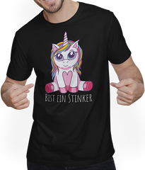 Produktbild von T-Shirt mit Mann Bist ein Stinker | Rotzfreches Einhorn | Süß Kawaii Mädchen