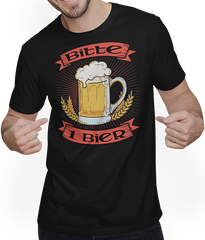 Produktbild von T-Shirt mit Mann Bitte 1 Bier Lustiger Bier Spruch Biertrinker Pub Kneipe