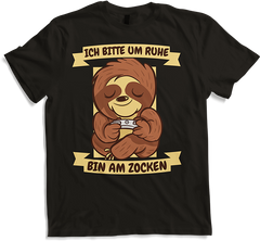 Produktbild von T-Shirt Bitte um Ruhe bin am zocken Gamer Sprüche Faultier Zocker