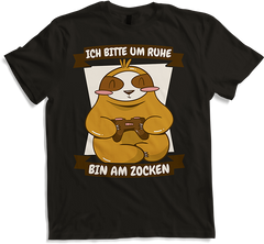 Produktbild von T-Shirt Bitte um Ruhe bin am zocken Gamer Sprüche Faultier Zocker