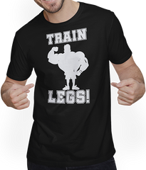 Produktbild von T-Shirt mit Mann Bodybuilder Spruch Gewichtheber Squat Legday