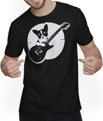 Produktbild von T-Shirt mit Mann Chihuahua mit E-Gitarre Musiker Lustiger Gitarrist