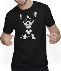 Produktbild von T-Shirt mit Mann Chihuahua mit E-Gitarre Musiker Lustiger Gitarrist