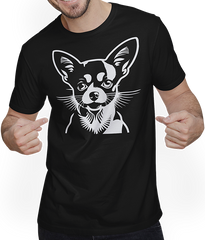 Produktbild von T-Shirt mit Mann Chihuahua mit E-Gitarre Musiker Lustiger Gitarrist