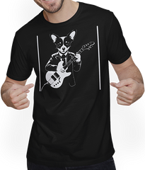 Produktbild von T-Shirt mit Mann Chihuahua mit E-Gitarre Musiker Lustiger Gitarrist