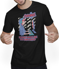 Produktbild von T-Shirt mit Mann Coding Because People Too Complicated Girl Programmer Spruch