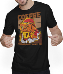 Produktbild von T-Shirt mit Mann Coffee because people annoy me morning mürrische eule sprüche