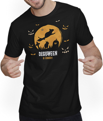 Produktbild von T-Shirt mit Mann DEGUWEEN | Lustiger Halloween-Spruch für Degu-Besitzer | Degus