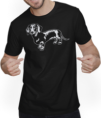Produktbild von T-Shirt mit Mann Dackel Rasse Silhouette Wursthund