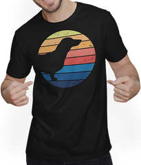 Produktbild von T-Shirt mit Mann Dackelbesitzer | Vintage Dackel | Retro Teckel Hunde Motiv