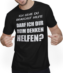 Produktbild von T-Shirt mit Mann Darf ich Dir beim Denken helfen? Frecher Spruch Teenager