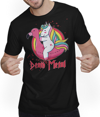 Produktbild von T-Shirt mit Mann Death Metal Einhorn Flamingo | Brutal Death Technical Death