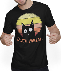 Produktbild von T-Shirt mit Mann Death Metal Spruch Horror Katze Metalhead Heavy Metal