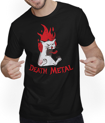 Produktbild von T-Shirt mit Mann Death Metal Spruch Horror Katze Metalhead Heavy Metal