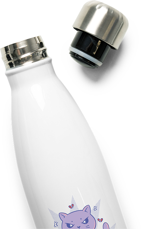 Produktbild vom Oberteil der Thermoflasche Death Metal Spruch Kaffee Katze Metalhead Heavy Metal