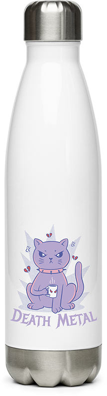Produktbild von Edelstahlflasche Death Metal Spruch Kaffee Katze Metalhead Heavy Metal