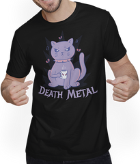 Produktbild von T-Shirt mit Mann Death Metal Spruch Kaffee Katze Metalhead Heavy Metal