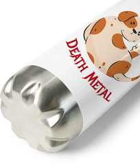 Produktbild vom Boden der Thermoflasche Death Metal Spruch Mittelfinger Hund Metalhead Heavy Metal