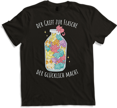 Produktbild von T-Shirt Der Griff zur Flasche Lustige Katzen Sprüche Katzenspruch