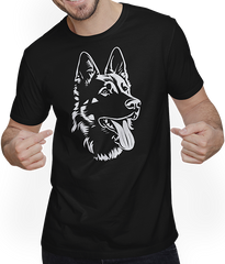 Produktbild von T-Shirt mit Mann Deutscher Schäferhund Rasse Silhouette Sherpherds