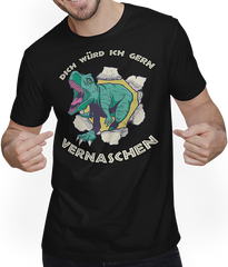 Produktbild von T-Shirt mit Mann Dich würd ich gern vernaschen T-Rex Freche Anmachsprüche