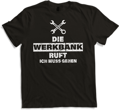 Produktbild von T-Shirt Die Werkbank ruft - Tüftler Bastler Schrauber Spruch Vater