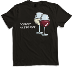 Produktbild von T-Shirt Doppelt hält besser! Rotwein Weißwein Spruch Wein Sprüche