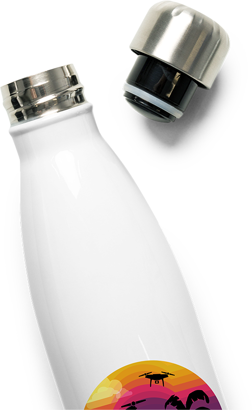 Produktbild vom Oberteil der Thermoflasche Drohnen Piloten T-Shirt | Quadrocopter Sonnenuntergang