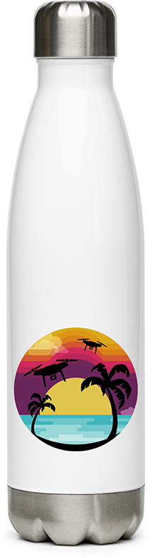 Produktbild von Edelstahlflasche Drohnen Piloten T-Shirt | Quadrocopter Sonnenuntergang