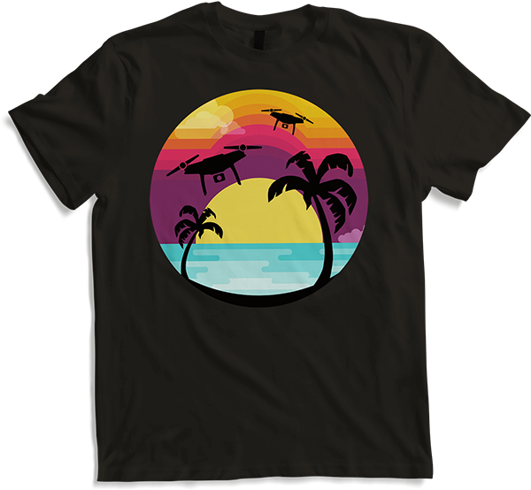 Produktbild von T-Shirt Drohnen Piloten T-Shirt | Quadrocopter Sonnenuntergang