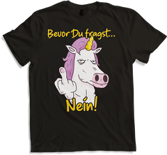 Produktbild von T-Shirt Einhorn Bevor Du fragst NEIN Genervte Introvertierter Spruch
