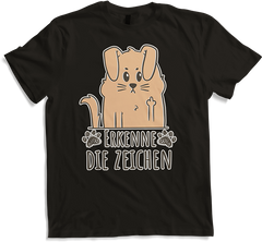 Produktbild von T-Shirt Erkenne die Zeichen Mittelfinger Hunde Sprüche Stinkefinger