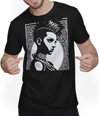 Produktbild von T-Shirt mit Mann Fantasy Post Punk keltischer Tribal Batcave Mohawk Girl Gothic
