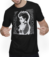 Produktbild von T-Shirt mit Mann Fantasy Post Punk keltischer Tribal Batcave Mohawk Girl Gothic