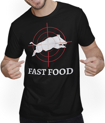 Produktbild von T-Shirt mit Mann Fast Food Jagd Wildschwein Lustiger Jäger Spruch