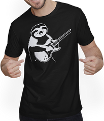 Produktbild von T-Shirt mit Mann Faultier mit E-Gitarre Musiker Lustiger Gitarrist