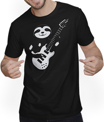 Produktbild von T-Shirt mit Mann Faultier mit E-Gitarre Musiker Lustiger Gitarrist