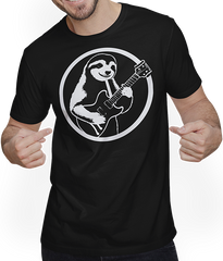 Produktbild von T-Shirt mit Mann Faultier mit E-Gitarre Musiker Lustiger Gitarrist
