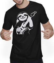 Produktbild von T-Shirt mit Mann Faultier mit E-Gitarre Musiker Lustiger Gitarrist
