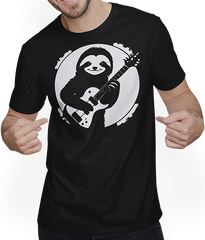 Produktbild von T-Shirt mit Mann Faultier mit E-Gitarre Musiker Lustiger Gitarrist