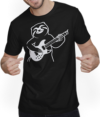 Produktbild von T-Shirt mit Mann Faultier mit E-Gitarre Musiker Lustiger Gitarrist
