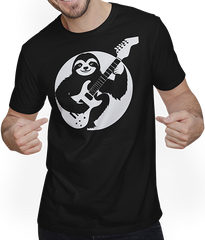 Produktbild von T-Shirt mit Mann Faultier mit E-Gitarre Musiker Lustiger Gitarrist