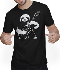 Produktbild von T-Shirt mit Mann Faultier mit E-Gitarre Musiker Lustiger Gitarrist