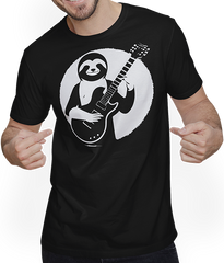 Produktbild von T-Shirt mit Mann Faultier mit E-Gitarre Musiker Lustiger Gitarrist