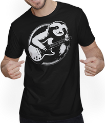 Produktbild von T-Shirt mit Mann Faultier mit E-Gitarre Musiker Lustiger Gitarrist