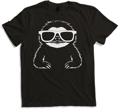 Humorvolles T-Shirt zeigt Faultier mit Sonnenbrille Monochrome