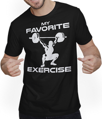 Produktbild von T-Shirt mit Mann Favorite Exercise Clean & Jerk Competition Gewichtheben
